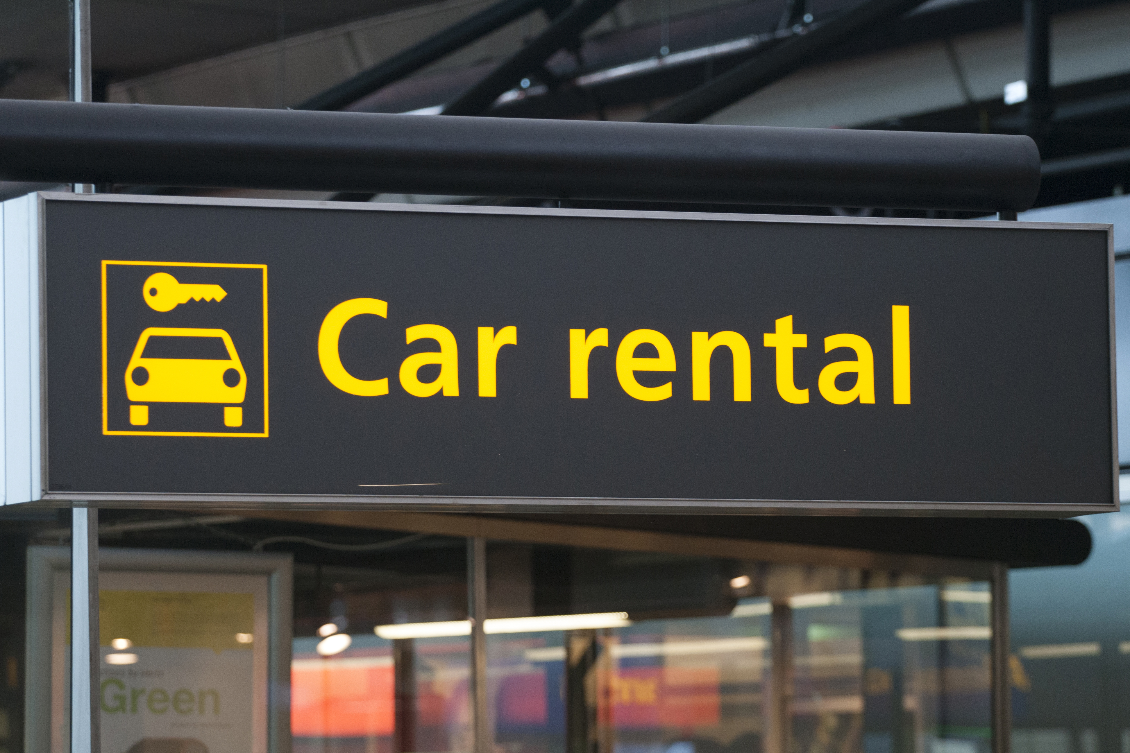 Car rental sign at a airport